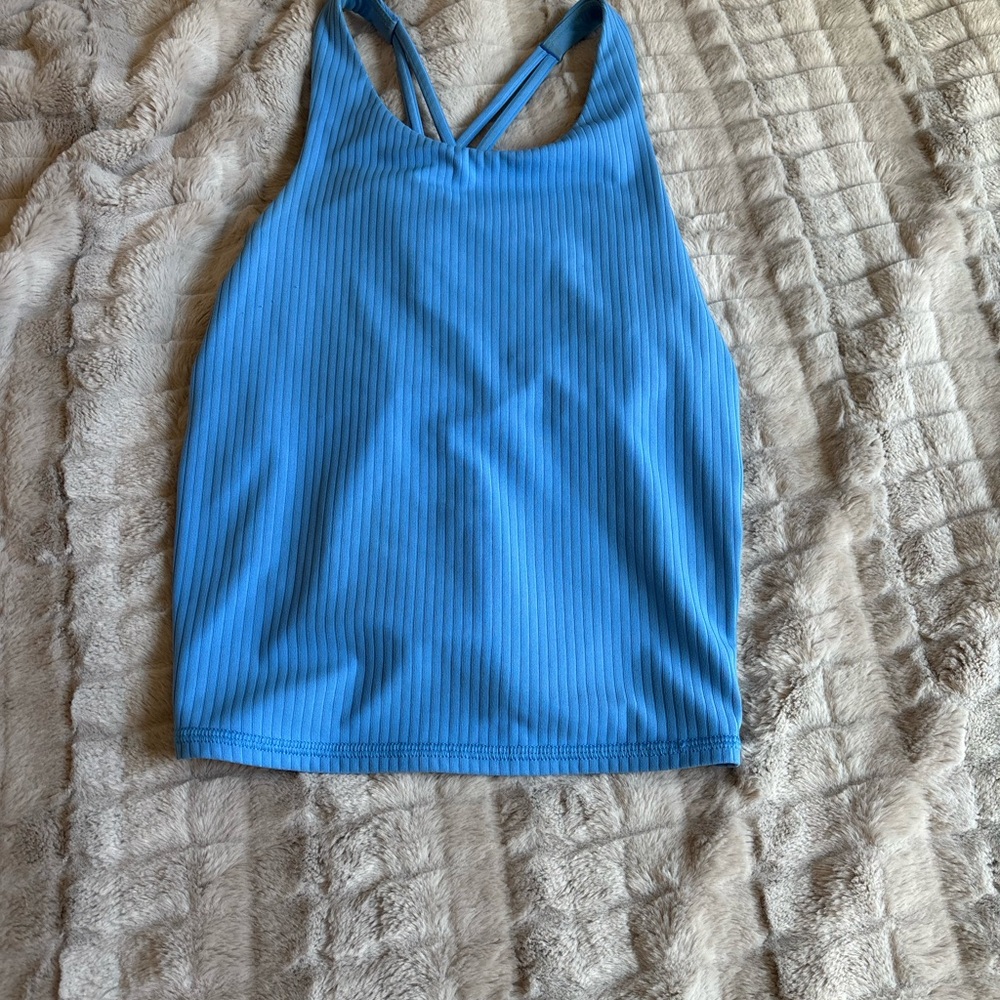 Blue Ribbed Tank Top